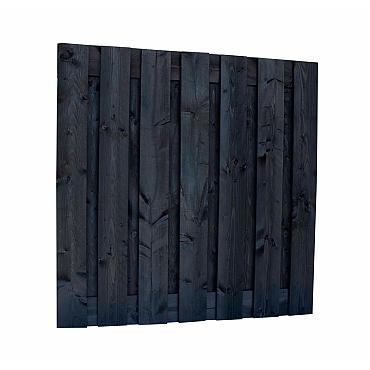 Douglas fijnbezaagd plankenscherm 15-planks 19 mm, 180x180 cm, zwart gedompeld